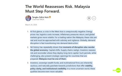 Konflik Asia Barat tingkat risiko global, Malaysia perlu tampil sebagai destinasi pelaburan stabil — Tengku Zafrul