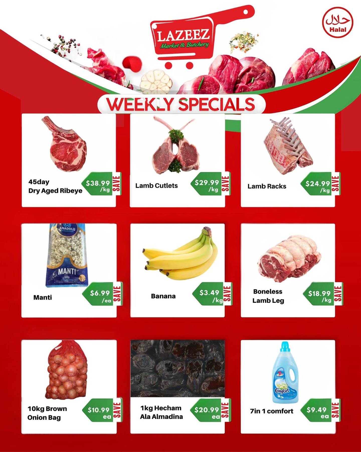 Weekly specials lazeez_market #special #save #food #halal #supermarket