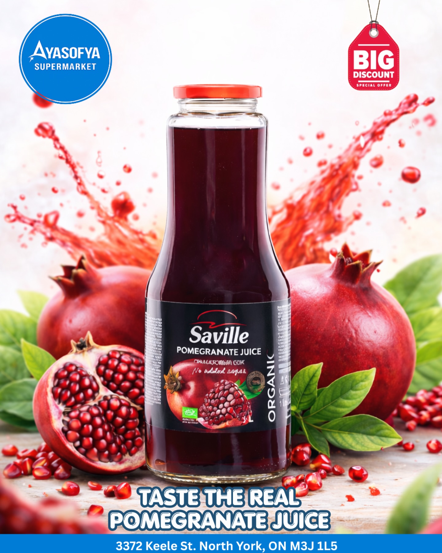 Freshness you can see, quality you can taste… Saville Organic Pomegranate Juice…