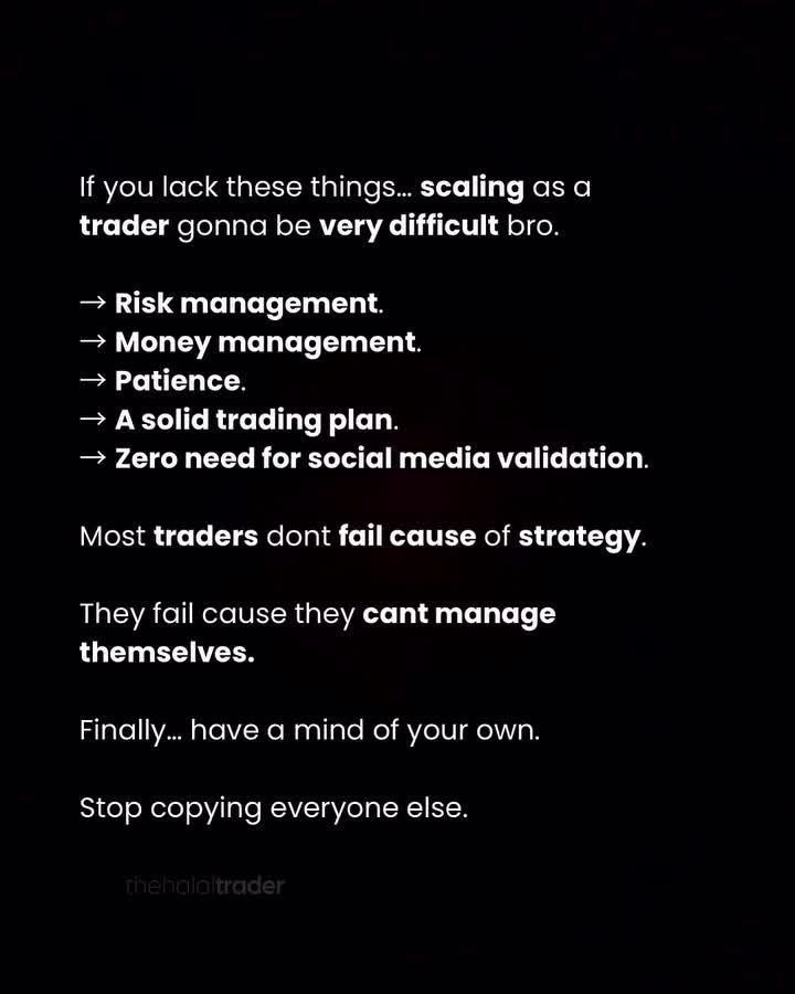 Strategy doesnt fail you. You fail you. Master yourself first then scale…