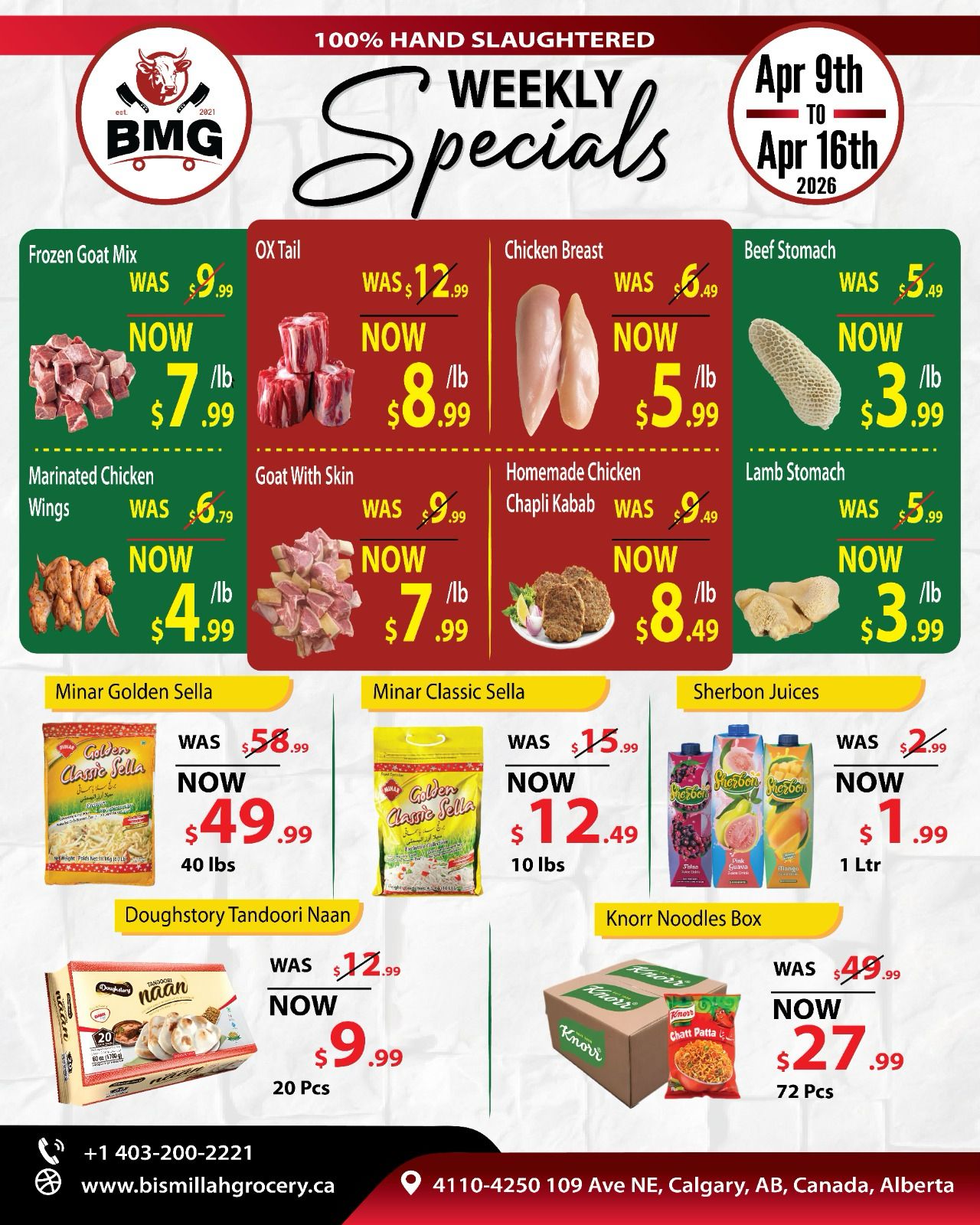 Weekly Specials at Bismillah Meat & Grocery (Apr 9th – Apr 16th)! 🛒🥩 Fresh…