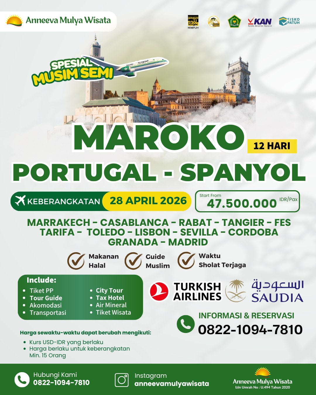 PROGRAM SPESIAL MUSIM SEMI Eksplor 3 Negara: MAROKO, SPANYOL, & PORTUGAL…