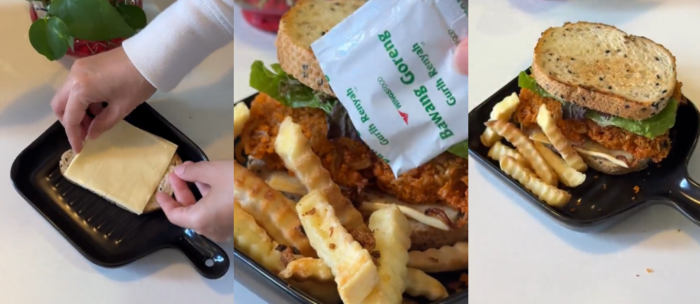 Assemble the Mi Sedaap burger